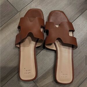 A New Day Women's Brown Slide Sandals